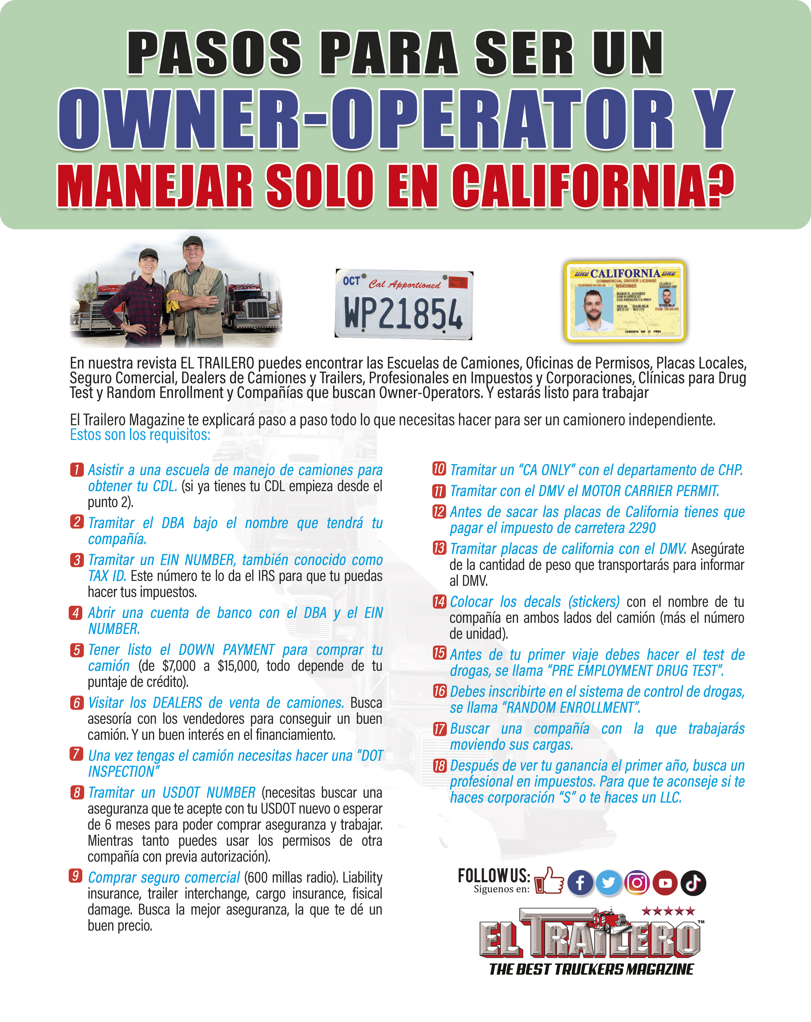 Como ser un OWNER-OPERATOR solo en California • La Mejor Revista de Traileros