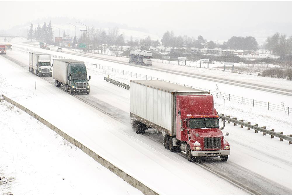 Driving in winter is a challenge for truckers